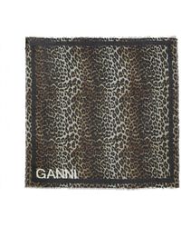 Ganni - Leopard Print Foulard Scarf - Lyst