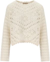 Twin Set - Creme makramee-pullover - Lyst