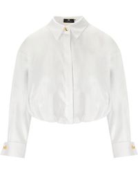 Elisabetta Franchi - White Poplin Crop Shirt - Lyst