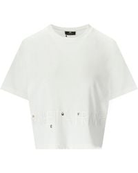 Elisabetta Franchi - White Oversize T-shirt With Logo - Lyst