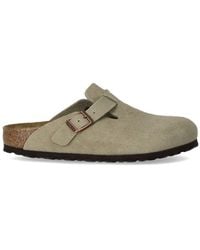 Birkenstock - Boston Suede Taupe Clog - Lyst