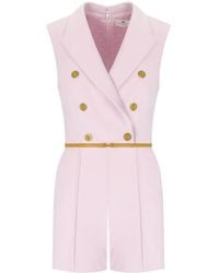 Elisabetta Franchi - Tuta Corta Con Bottoni Quarzo Curry - Lyst