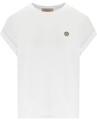 Twin Set - T-shirt bianca con logo - Lyst