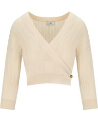 Elisabetta Franchi - Butter strick-top mit v-ausschnitt - Lyst