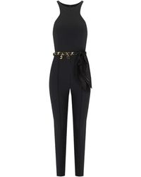 Elisabetta Franchi - Black Jumpsuit With Belt - Lyst