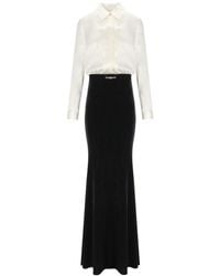 Elisabetta Franchi - Carpet Elfenbein Und Schwarz Kleid - Lyst