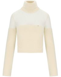 Elisabetta Franchi - Milk Cropped Turtleneck Sweater - Lyst