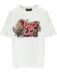 DSquared² - T-shirt hilde doll easy fit blanc - Lyst