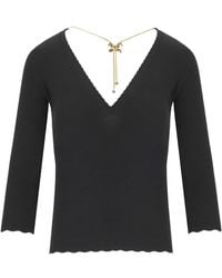 Elisabetta Franchi - Maglia Con Collana Nera - Lyst