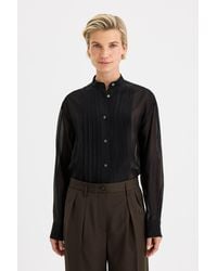 Filippa K - Pleated Stand Collar Shirt - Lyst