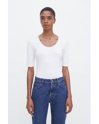 Filippa K - Cotton Stretch Scoop Neck Top - Lyst