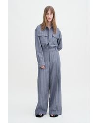 Filippa K - Wide Pleated Striped Trousers - Lyst