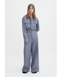 Filippa K - Wide Pleated Striped Trousers - Lyst