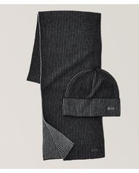 BOSS - Ercole Two-Tone Striped Hat & Scarf Gift Set - Lyst