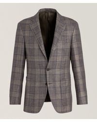 Canali - Kei Windowpane Wool, Silk & Linen Sport Jacket - Lyst