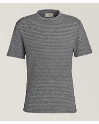 Officine Generale - Thin Vertical Striped Cotton-Linen T-Shirt - Lyst