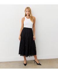 Finery London - Abbie Lace Midi Skirt - Lyst