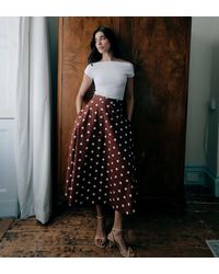 Finery London - Meeka Polka Dot Cotton A-Line Midi Skirt - Lyst