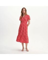 Finery London - Deena Cherry Polka Dot Wrap Tiered Midi Dress - Lyst