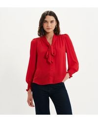 Finery London - Mavis Pussy Bow Button-Through Blouse - Lyst