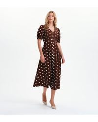 Finery London - Addison Polka Dot Cotton Button-Through Smock Midi Dress - Lyst