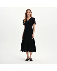 Finery London - Quinn Cotton Broderie Lace Trim V-Neck Midi Dress - Lyst