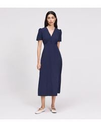 Finery London - Nieve Empire Waist V-Neck Midi Dress - Lyst