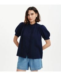 Finery London - Teagan Cotton Gauze Pintuck Puff Sleeve Blouse - Lyst