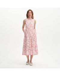 Finery London - Hollie Jacquard Stripe Cotton Sleeveless Midi Dress - Lyst
