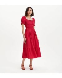 Finery London - Dawn Gingham Seersucker Shirred Bodice Midi Dress - Lyst