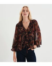 Finery London - Janelle Chiffon Ruffle Tie-Front Blouse - Lyst