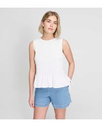 Finery London - Malani Cotton Poplin Shirred Peplum Shell Top - Lyst