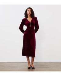 Finery London - Layla Velvet Midi Dress - Lyst