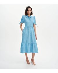 Finery London - Estee Polka Dot Tiered Midi Shirt Dress - Lyst