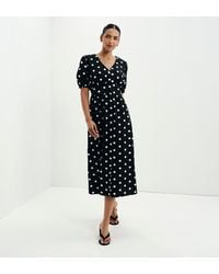 Finery London - Addison Polka Dot Cotton Button-Through Smock Midi Dress - Lyst