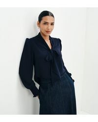 Finery London - Mavis Pussy Bow Button-Through Blouse - Lyst