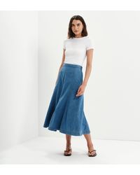Finery London - Dana Denim Flare A-Line Midi Skirt - Lyst