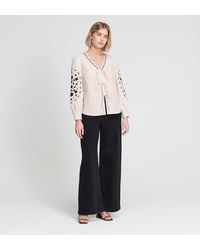 Finery London - Karlee Embroidered Cotton Tie Front Blouse - Lyst