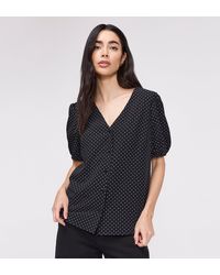 Finery London - Fleur Polka Dot Puff Sleeve Button-Through Top - Lyst