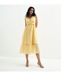 Finery London - Myriam Cotton Lace Sleeveless Tiered Midi Dress - Lyst