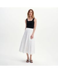 Finery London - Siobhan Cotton Broderie Tiered Midi Skirt - Lyst