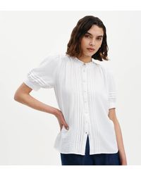 Finery London - Teagan Cotton Gauze Pintuck Puff Sleeve Blouse - Lyst