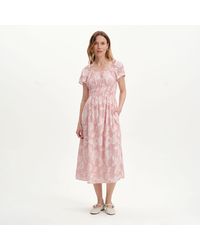 Finery London - Maia Jacquard Stripe Shirred Waist Midi Dress - Lyst