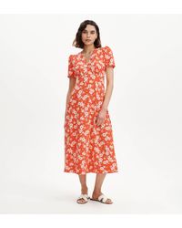 Finery London - Nieve Empire Waist V-Neck Midi Dress - Lyst