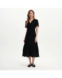 Finery London - Quinn Cotton Broderie Lace Trim V-Neck Midi Dress - Lyst