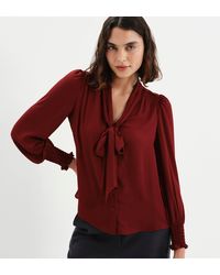 Finery London - Mavis Pussy Bow Button-Through Blouse - Lyst