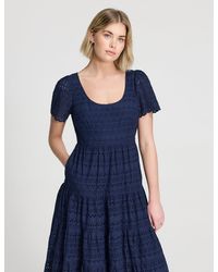 Finery London - Jemma Cotton Broderie Square Neck Tiered Midi Dress - Lyst