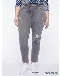 FIORELLA RUBINO - Jeans slim girlfit con strappi e paillettes - Lyst