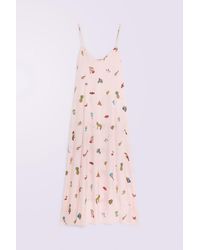 Fiorucci - Toys Print Satin Maxi Slip Dress - Lyst