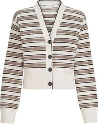 Brunello Cucinelli - Cotton Cardigan With Sparkling Stripes - Lyst